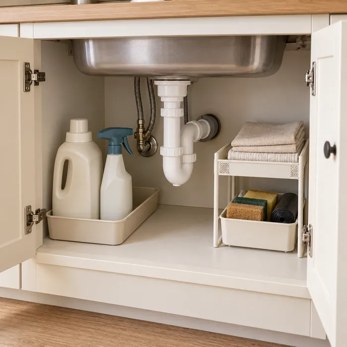 Cómo organizar el espacio debajo del fregadero de la cocina