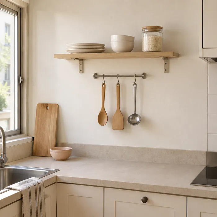 Cómo aprovechar las paredes de una cocina pequeña sin saturarlas