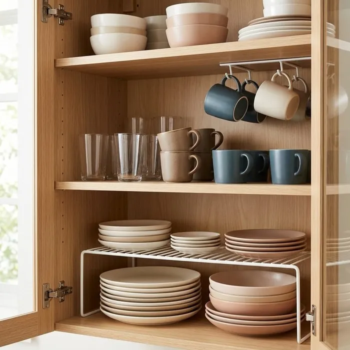 Cómo organizar platos, vasos y tazas sin desperdiciar espacio