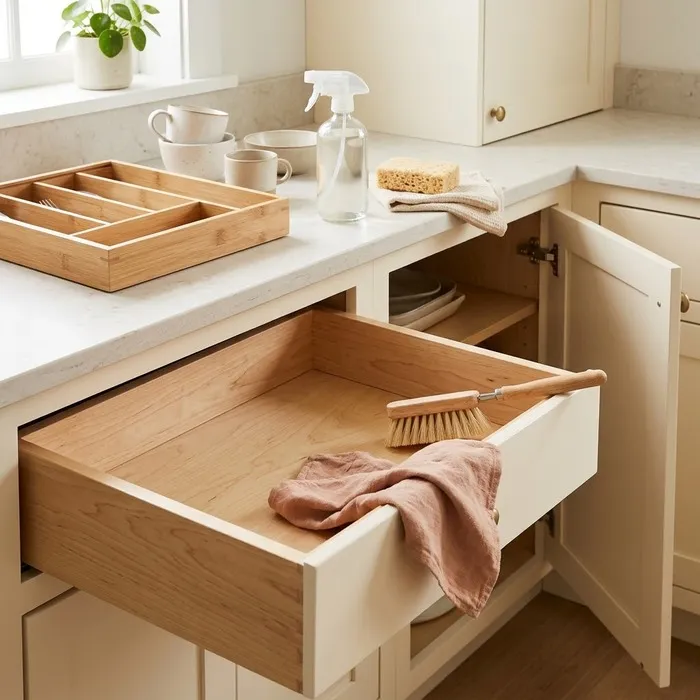 Cómo limpiar el interior de los cajones y armarios de cocina